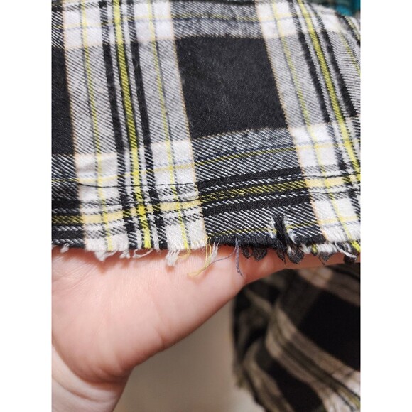 La Miel Womens Large Green Shirt Colorblock Plaid Flannel Shacket Farm Western - Picture 6 of 16